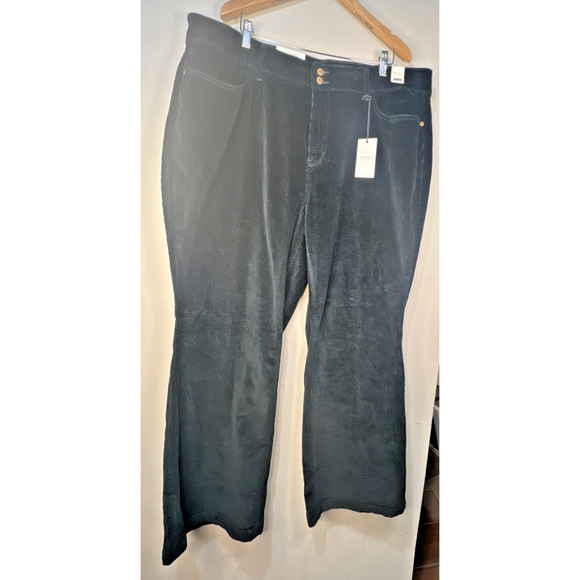 Judy Blue 24 W Emerald Green slimming Corduroy Wide Leg High Waist Pants 24W NWT - Picture 4 of 16